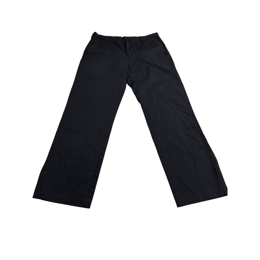 Haggar Mens Black Straight Fit Pants 31x30 100% Cotton Made In Bangladesh